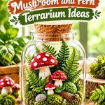 Crochet Mushroom and Fern Terrarium Ideas in Woodland Colors