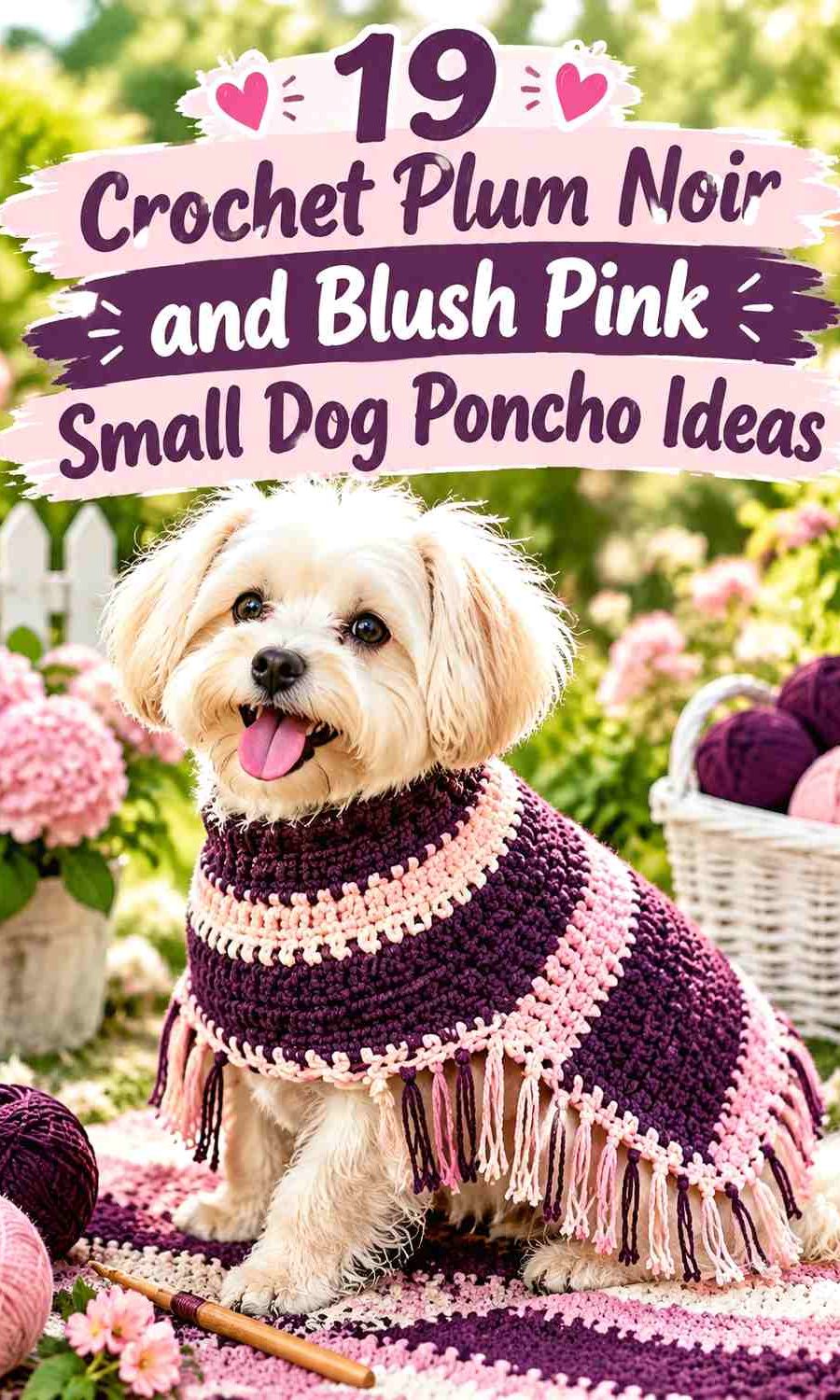 Crochet Plum Noir and Blush Pink Small Dog Poncho Ideas