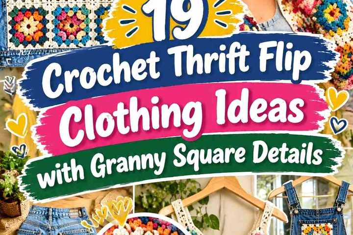 Crochet Thrift Flip Clothing Ideas with Granny Square Details