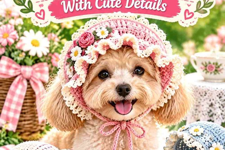 Crochet Vintage Style Dog Bonnet Ideas With Cute Details