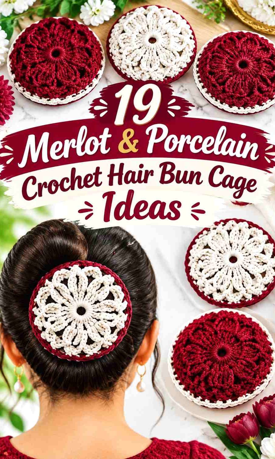 Merlot & Porcelain Crochet Hair Bun Cage Ideas