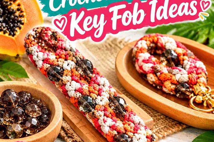 19 Papaya & Smoky Quartz Crochet Decorative Key Fob Ideas