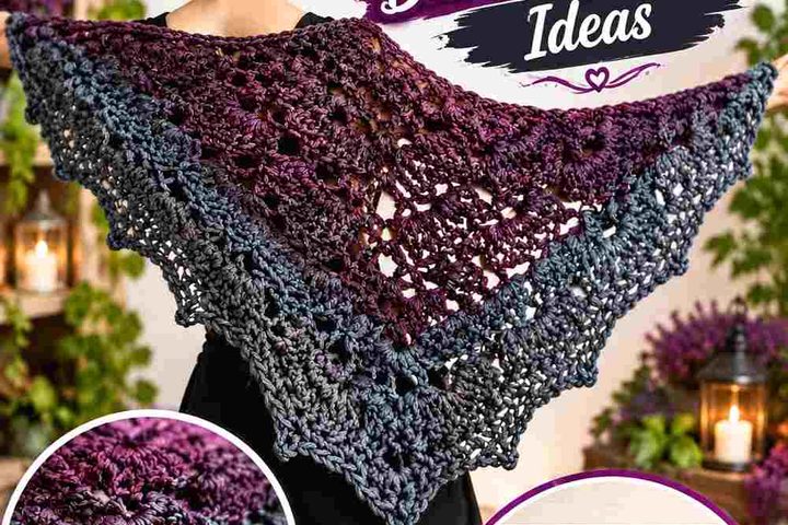 19 Plum Noir & Charcoal Crochet Bat Wing Shawl Ideas