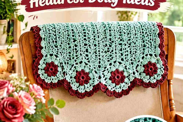 Seafoam & Rosewood Crochet Armchair Headrest Doily Ideas