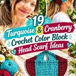 19 Turquoise & Cranberry Crochet Color Block Head Scarf Ideas
