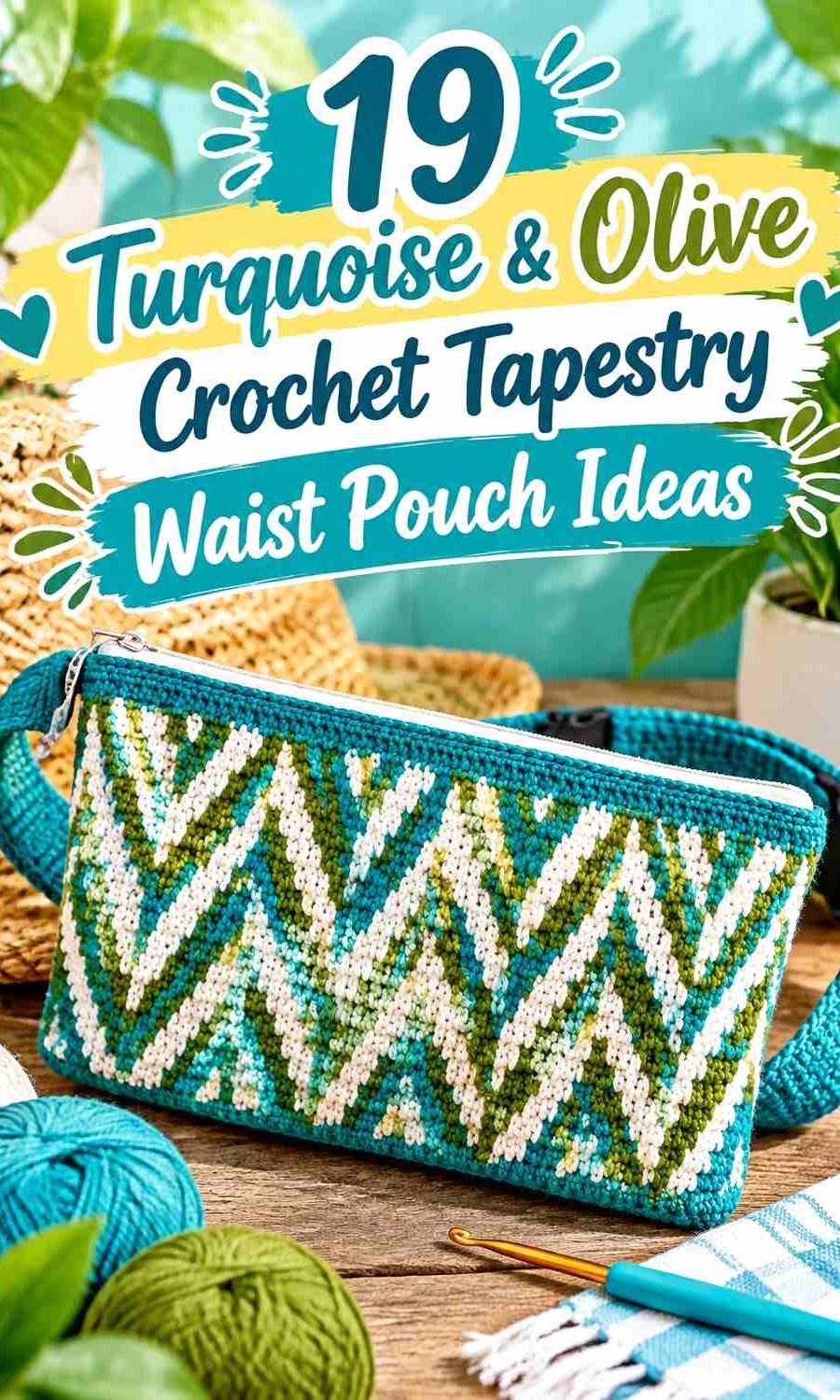19 Turquoise & Olive Crochet Tapestry Waist Pouch Ideas