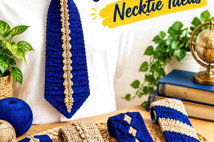 19 Ultramarine & Sandstone Crochet Sculptural Necktie Ideas