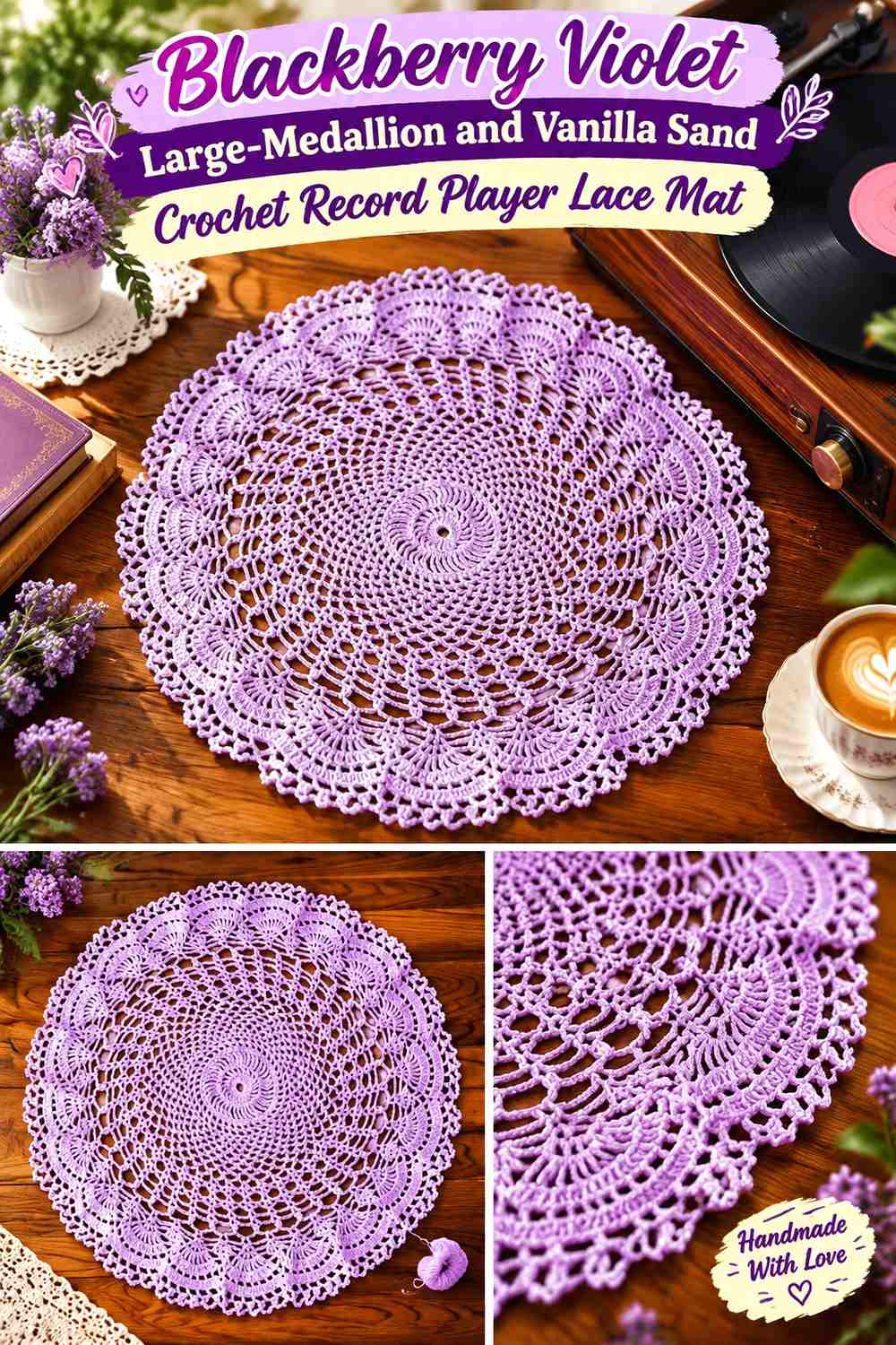 Check Blackberry Violet and Vanilla Sand Through the Lace Openings