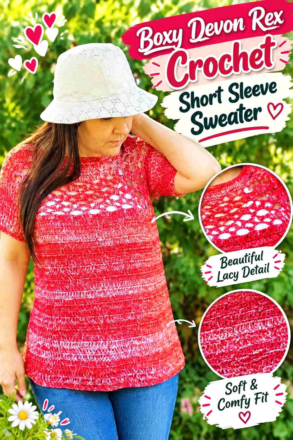 Boxy Devon Rex Crochet Short Sleeve Sweater