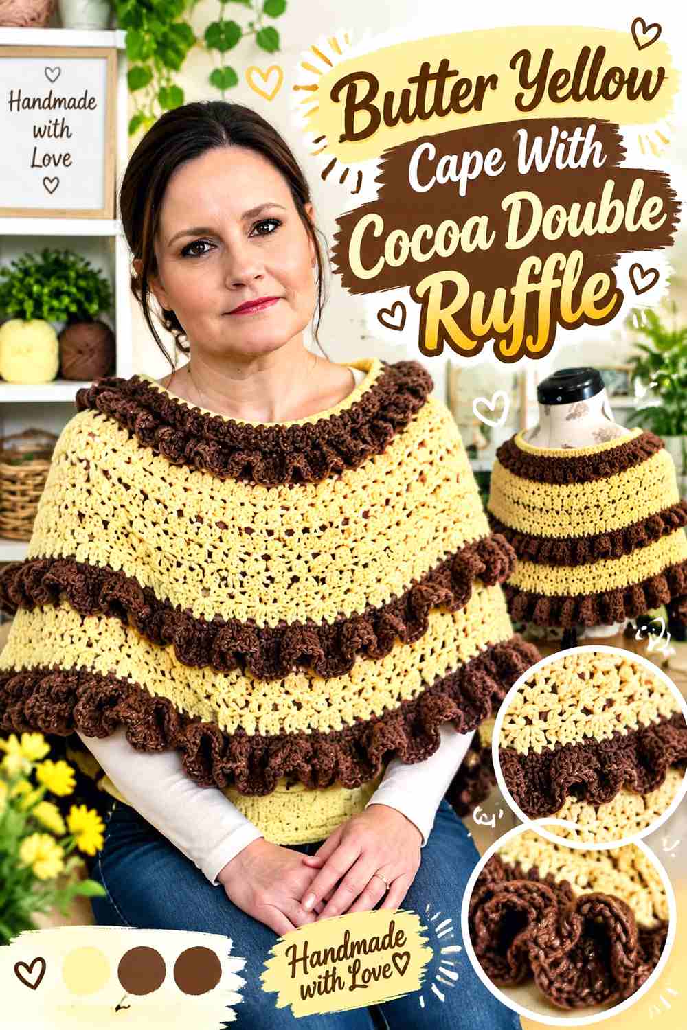 1. Butter Yellow Cape With Cocoa Double Ruffle