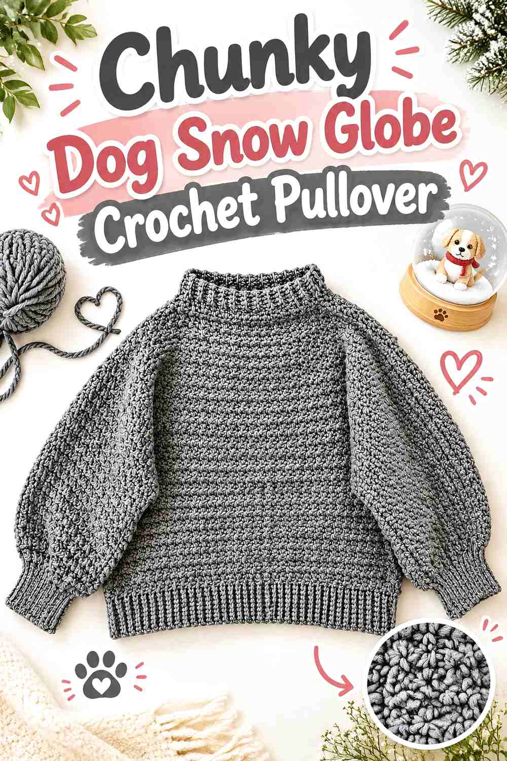 Chunky Dog Snow Globe Crochet Pullover