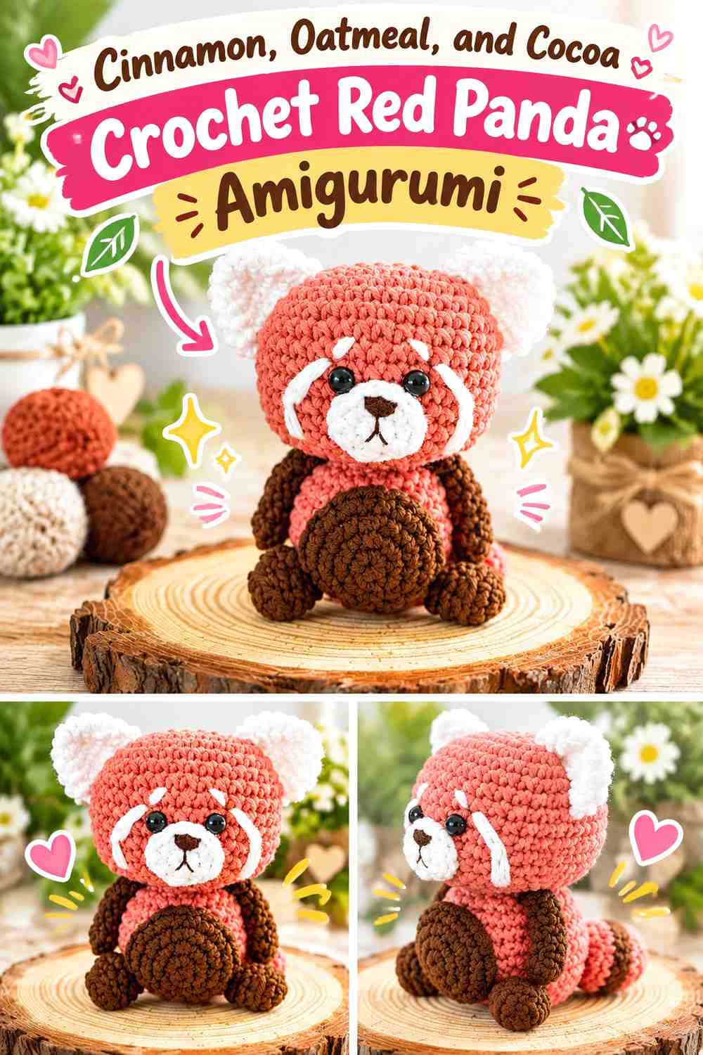 Cinnamon, Oatmeal, and Cocoa Crochet Red Panda Amigurumi