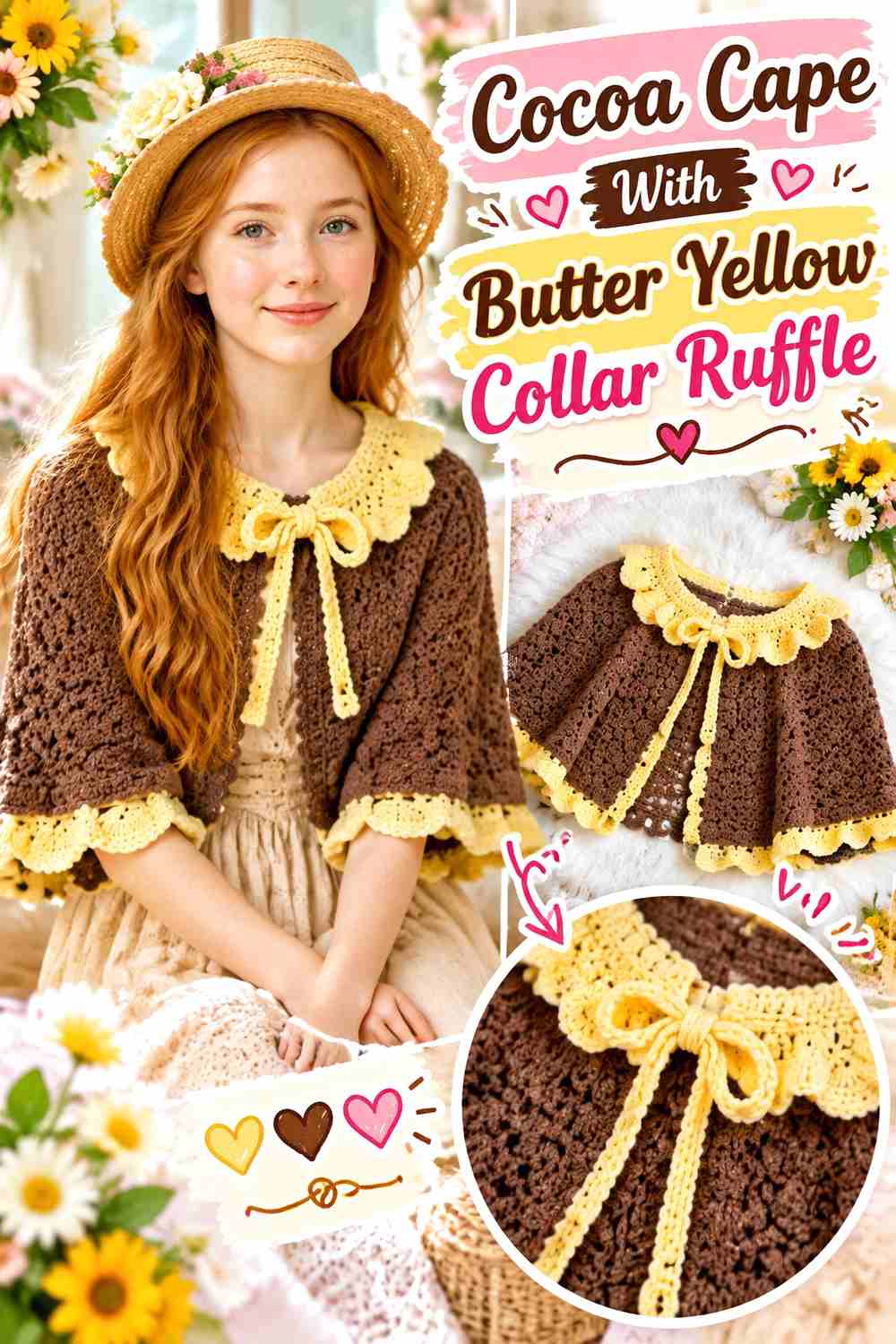 2. Cocoa Cape With Butter Yellow Collar Ruffle
