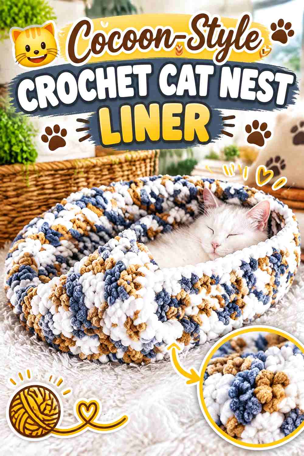 Cocoon-Style Crochet Cat Nest Liner