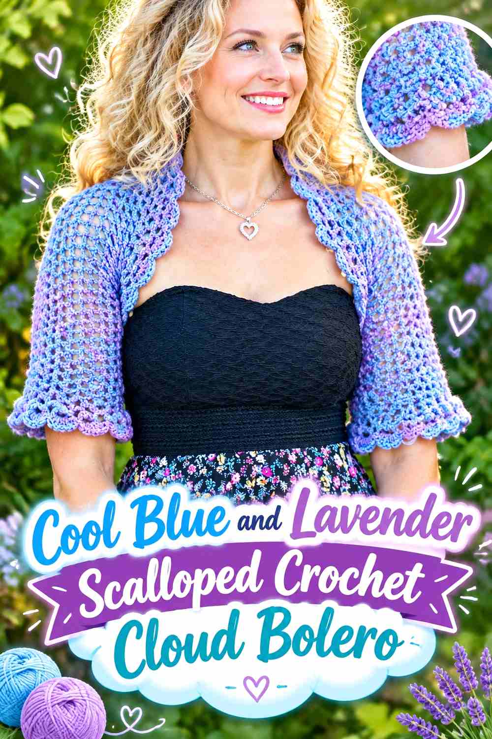 15. Cool Blue And Lavender Scalloped Crochet Cloud Bolero
