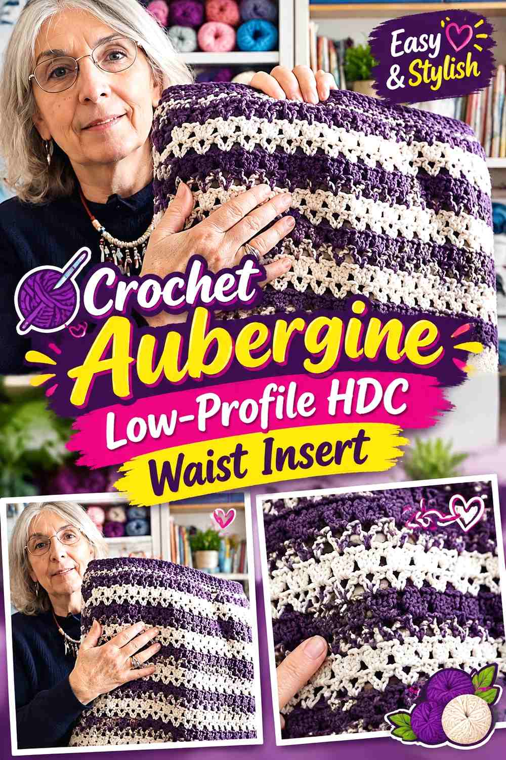 Crochet Aubergine Low-Profile HDC Waist Insert