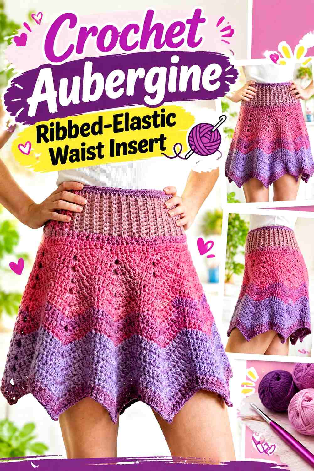 Crochet Aubergine Ribbed-Elastic Waist Insert
