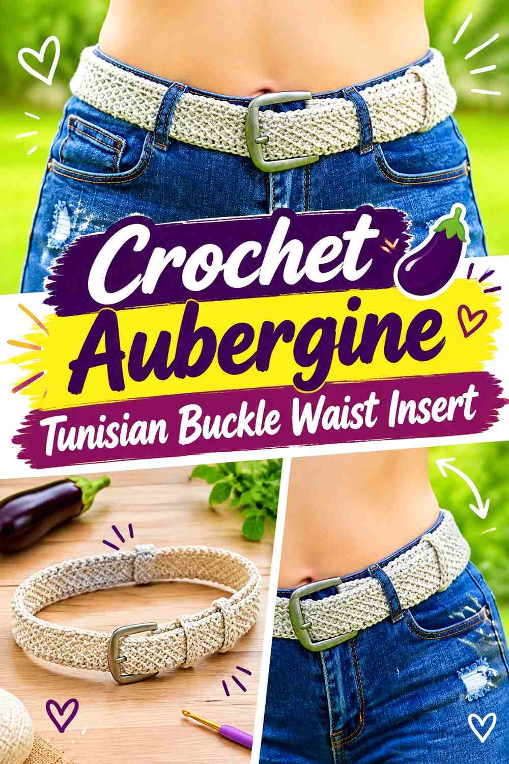 Crochet Aubergine Tunisian Buckle Waist Insert