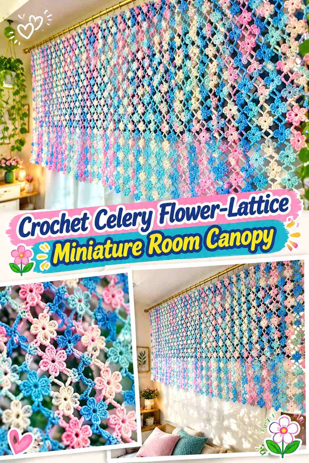 Crochet Celery Flower-Lattice Miniature Room Canopy