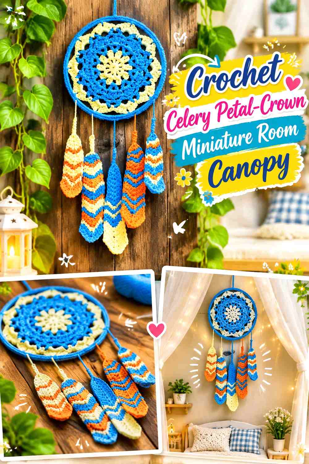 Crochet Celery Petal-Crown Miniature Room Canopy