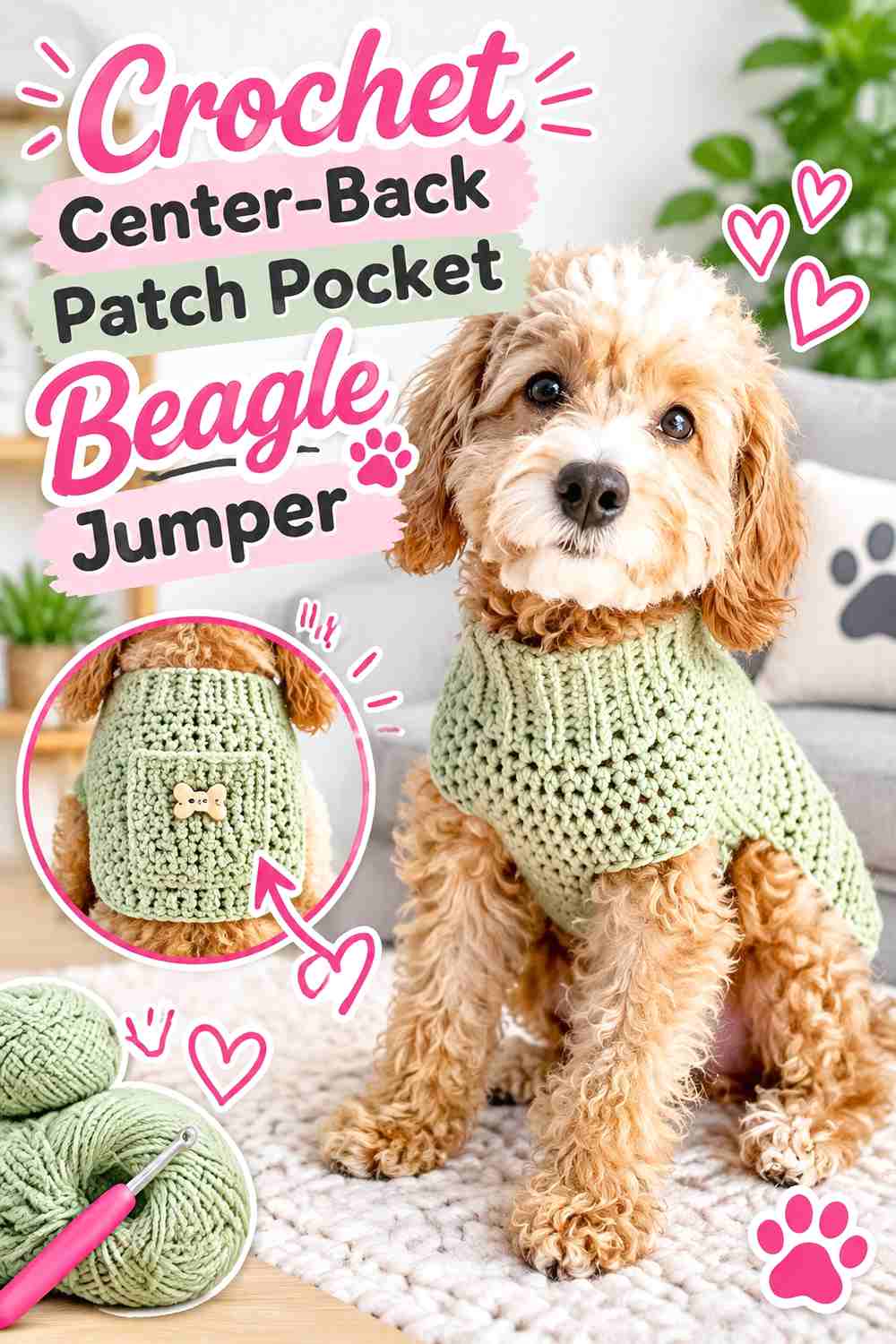 Crochet Center-Back Patch Pocket Beagle Jumper
