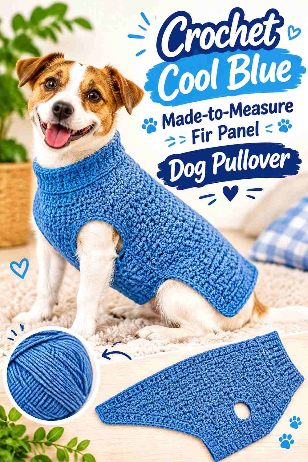 Crochet Cool Blue Made-to-Measure Fir Panel Dog Pullover