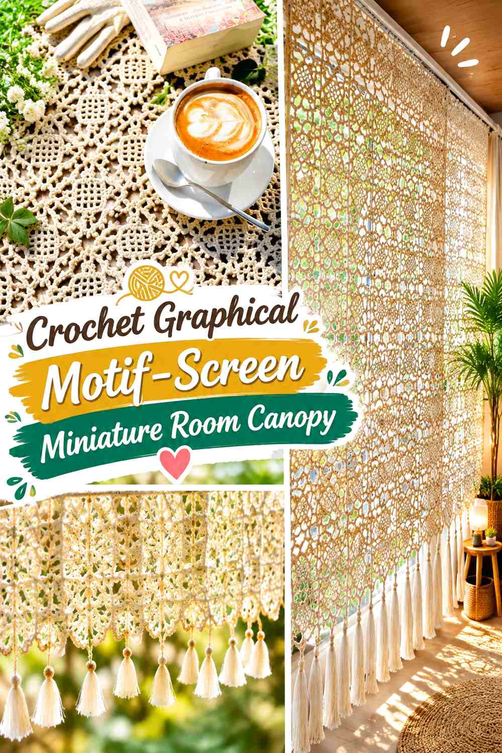 Crochet Graphical Motif-Screen Miniature Room Canopy