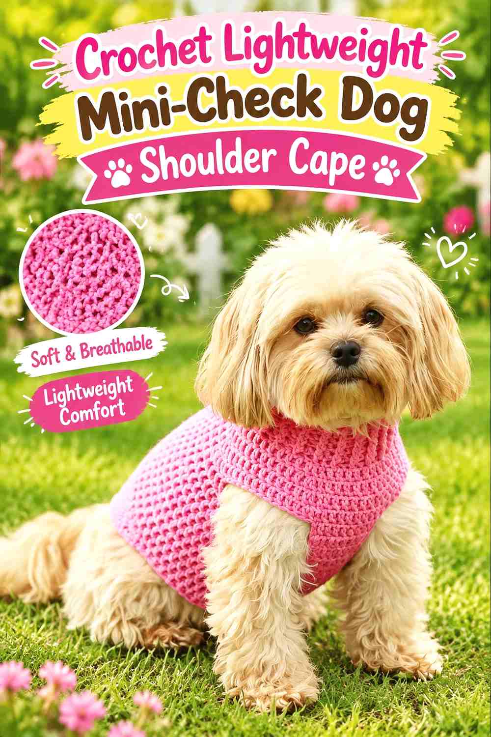 Crochet Lightweight Mini-Check Dog Shoulder Cape