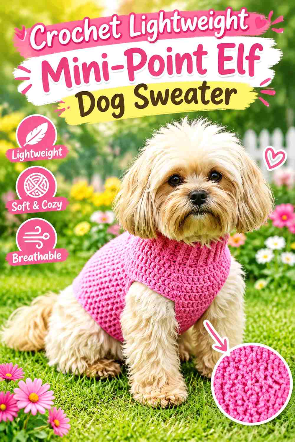 Crochet Lightweight Mini-Point Elf Dog Sweater
