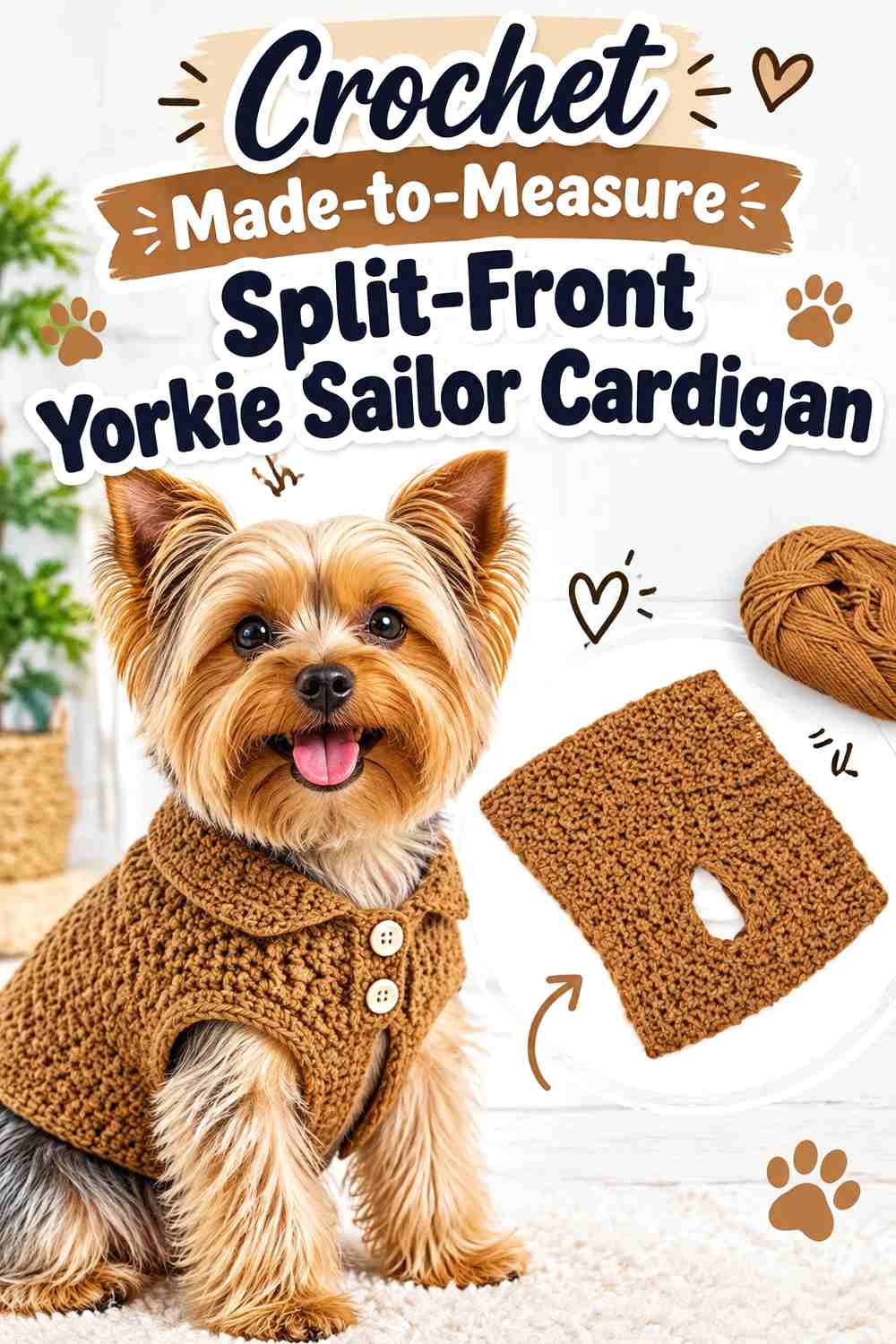 Crochet Made-to-Measure Split-Front Yorkie Sailor Cardigan