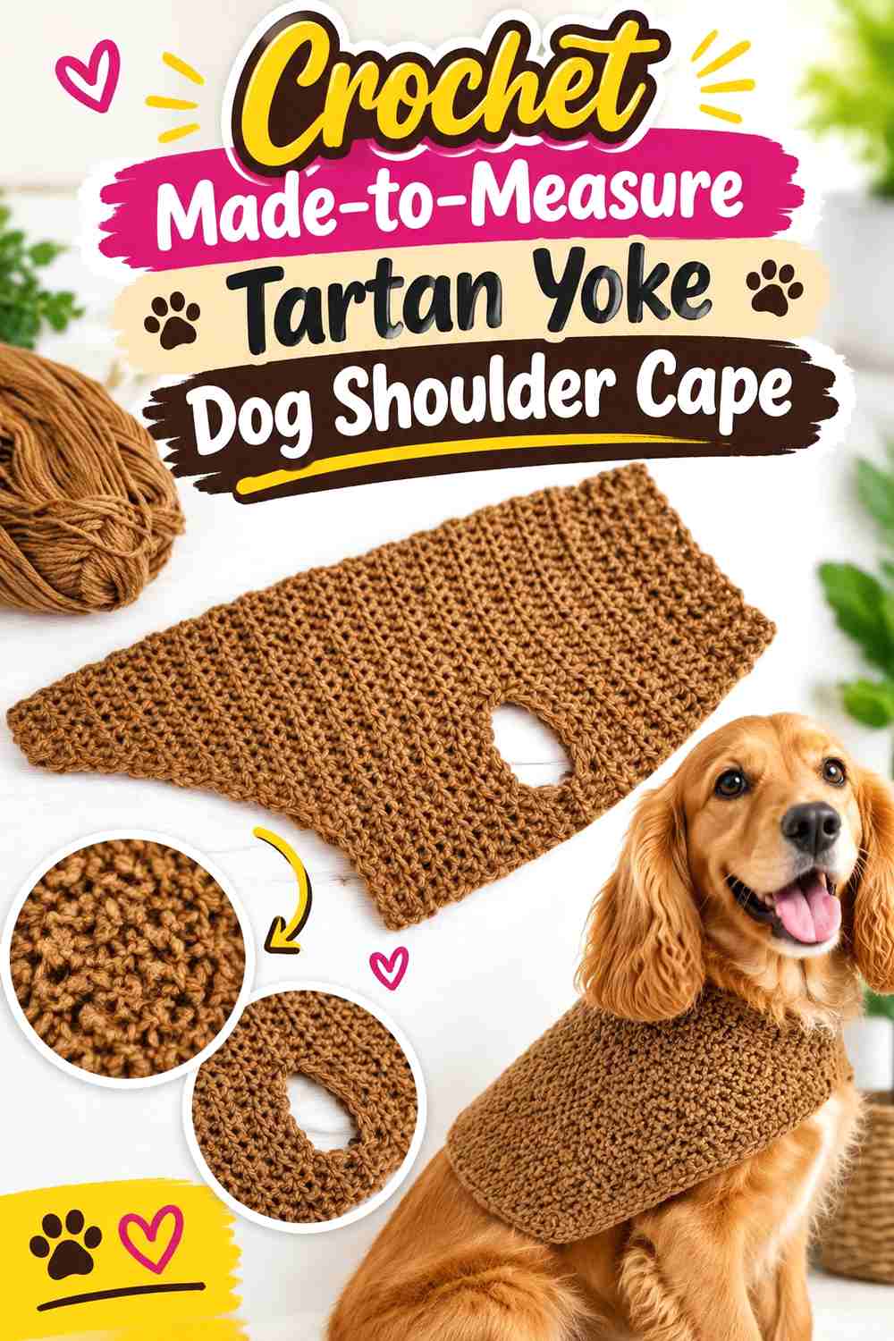 Crochet Made-to-Measure Tartan Yoke Dog Shoulder Cape