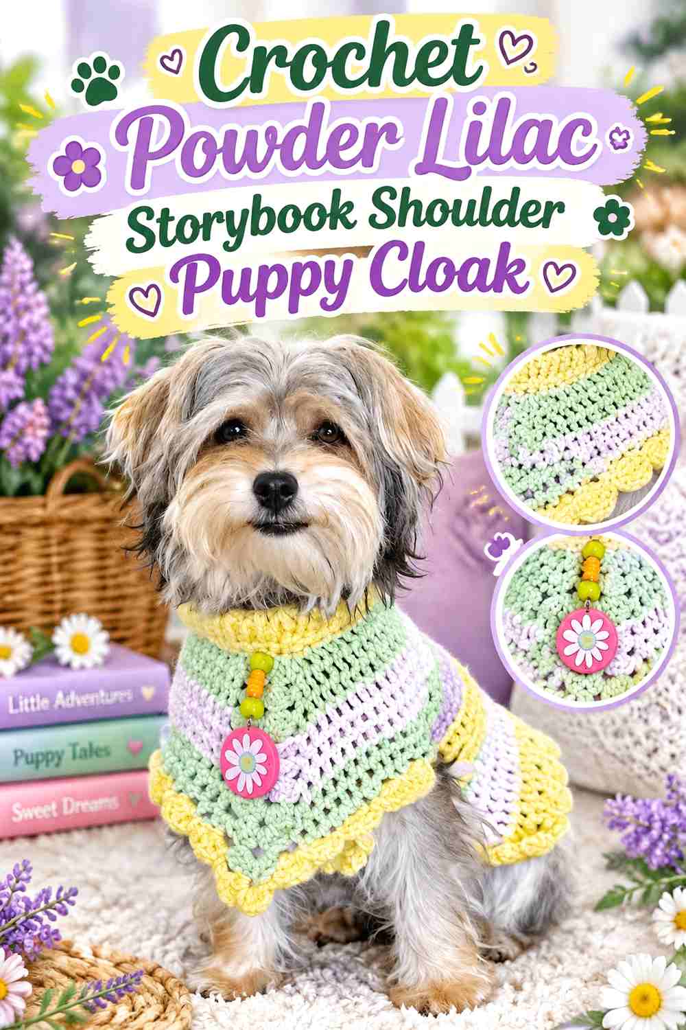 Crochet Powder Lilac Storybook Shoulder Puppy Cloak