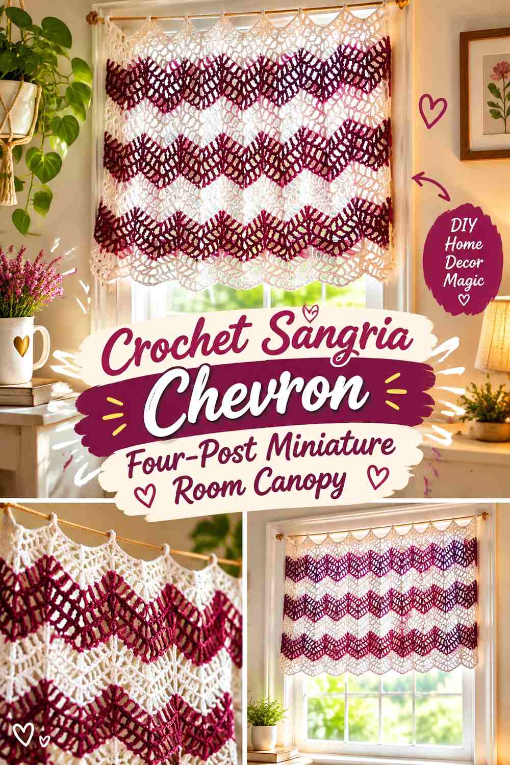 Crochet Sangria Chevron Four-Post Miniature Room Canopy