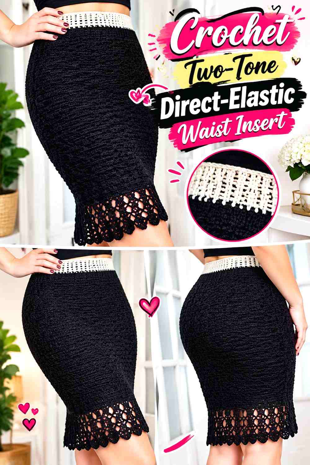 Crochet Two-Tone Direct-Elastic Waist Insert