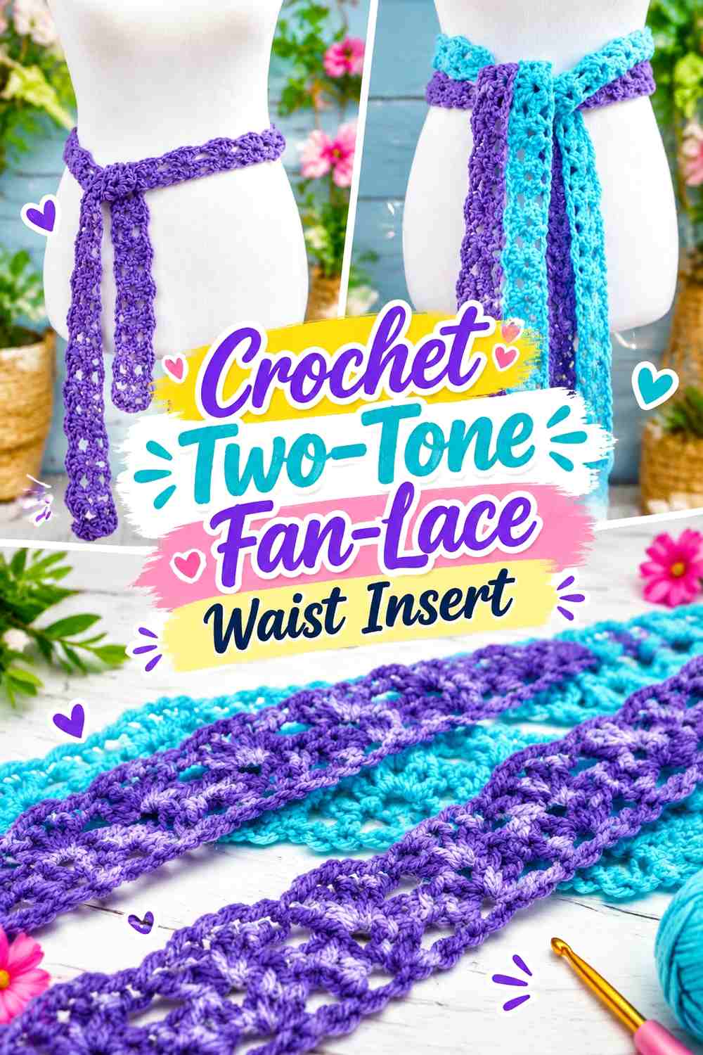 Crochet Two-Tone Fan-Lace Waist Insert