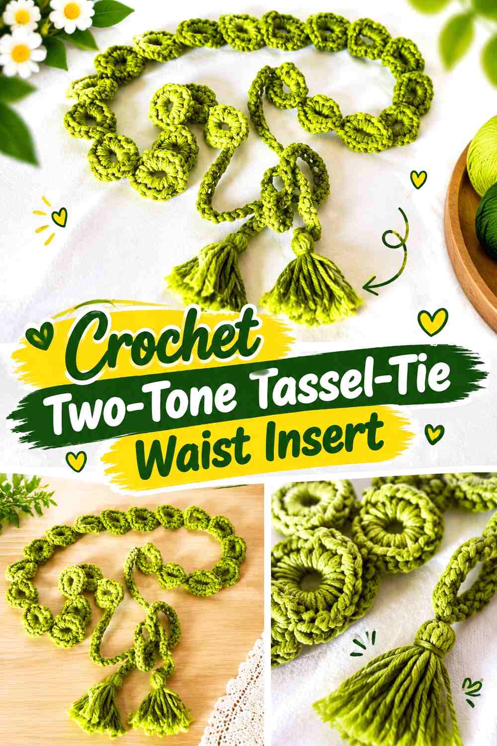 Crochet Two-Tone Tassel-Tie Waist Insert