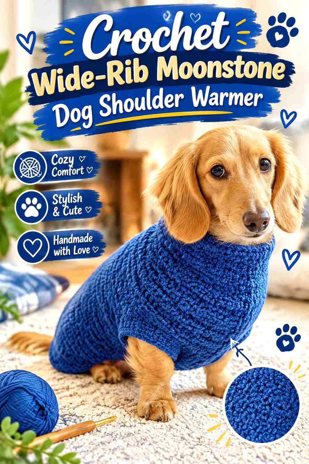 Crochet Wide-Rib Moonstone Dog Shoulder Warmer
