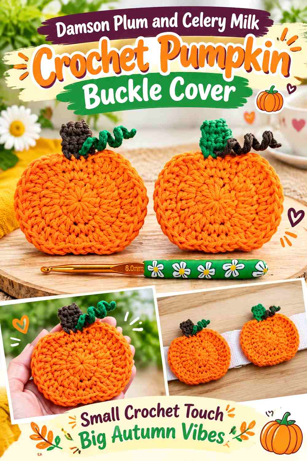 Damson Plum and Celery Milk Crochet Pumpkin Buckle Cover