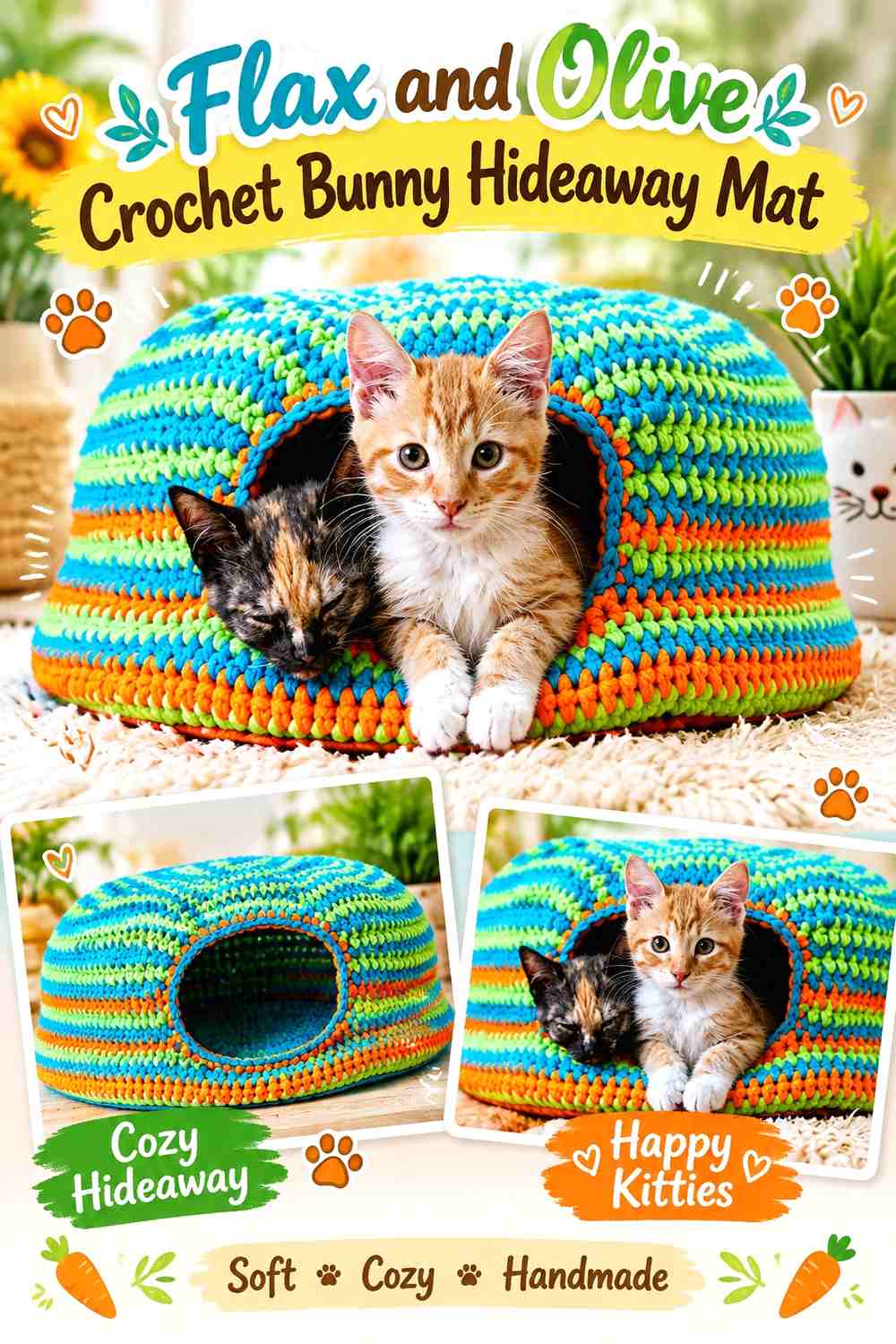 Flax and Olive Crochet Bunny Hideaway Mat