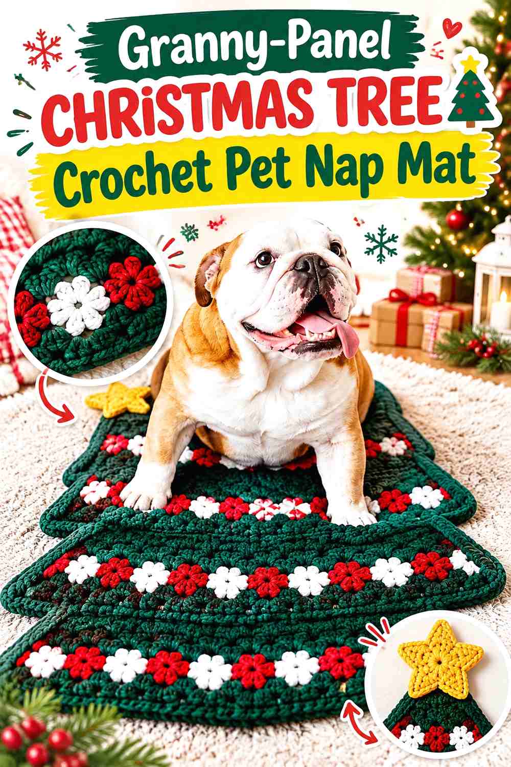 Granny-Panel Christmas Tree Crochet Pet Nap Mat