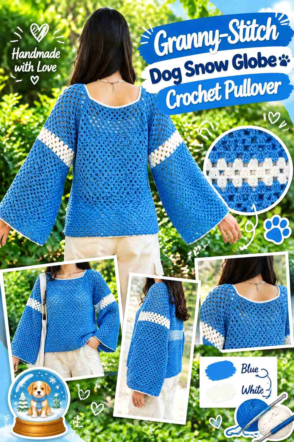 Granny-Stitch Dog Snow Globe Crochet Pullover