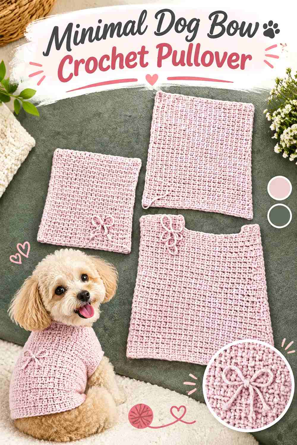 Minimal Dog Bow Crochet Pullover