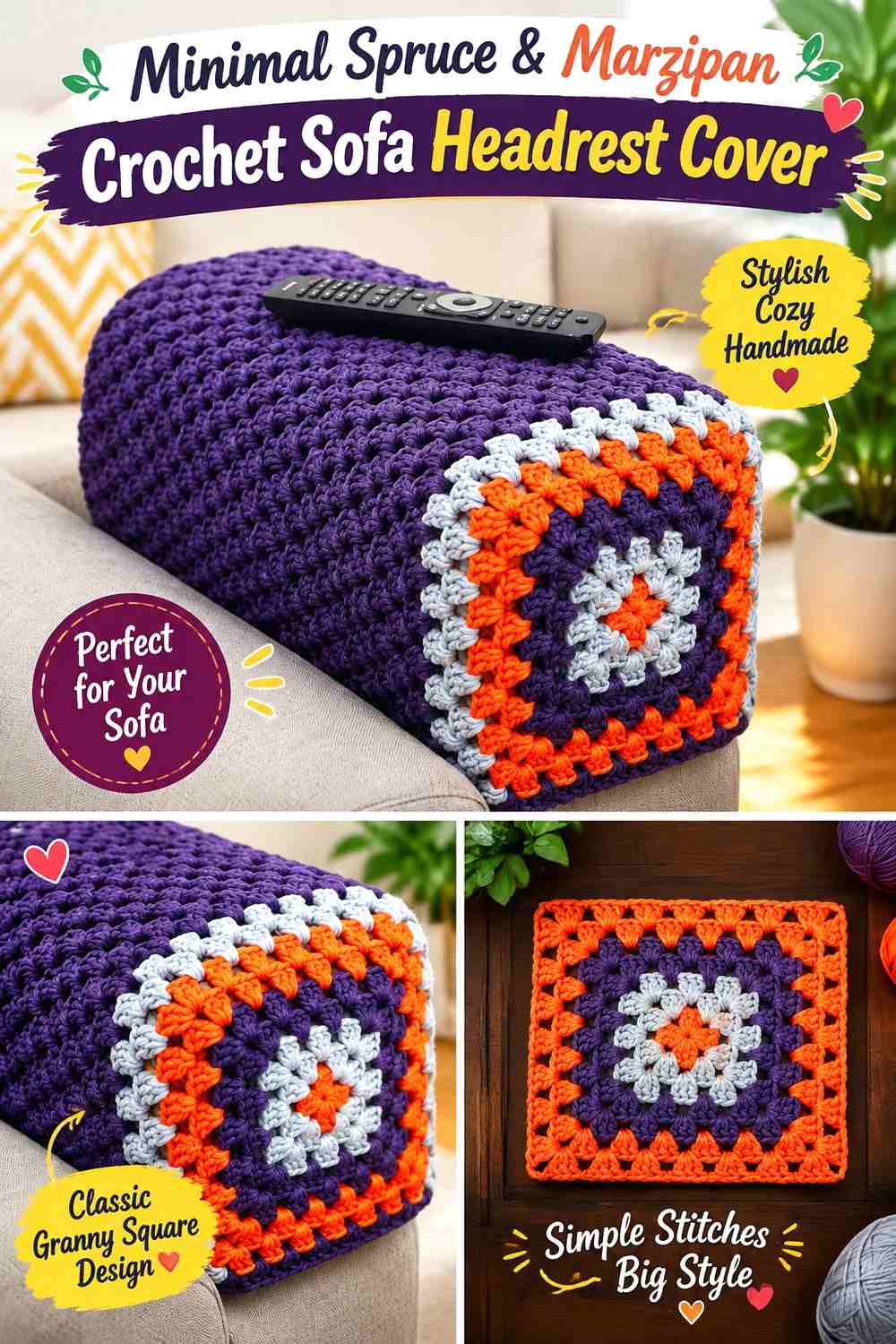 Minimal Spruce & Marzipan Crochet Sofa Headrest Cover
