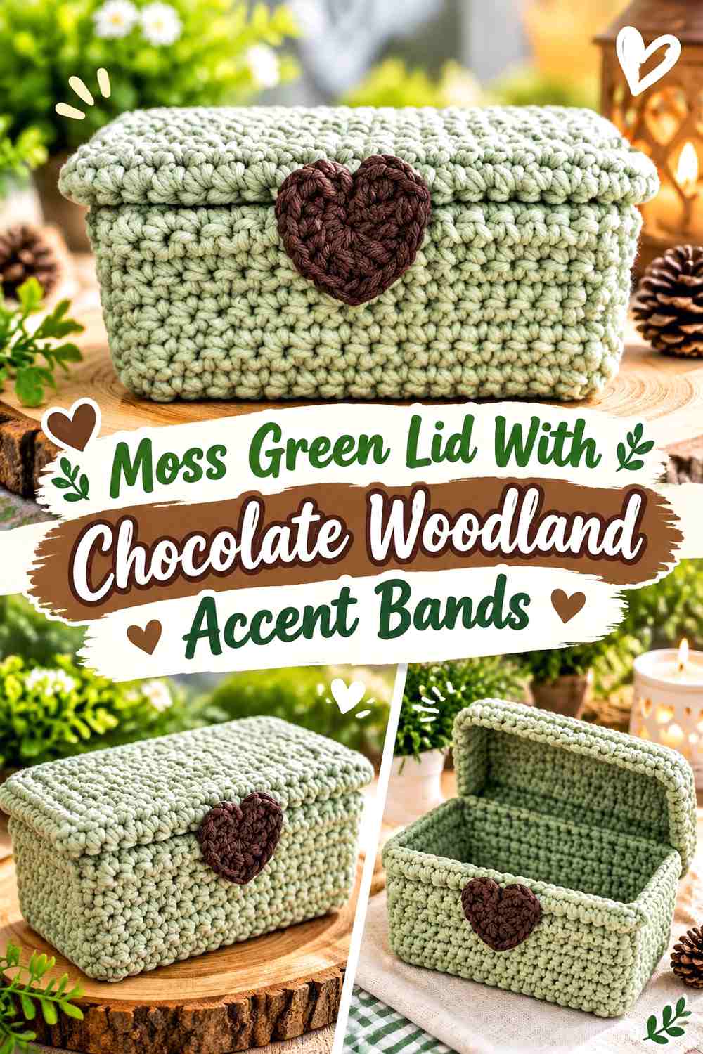 13. Moss Green Lid With Chocolate Woodland Accent Bands
