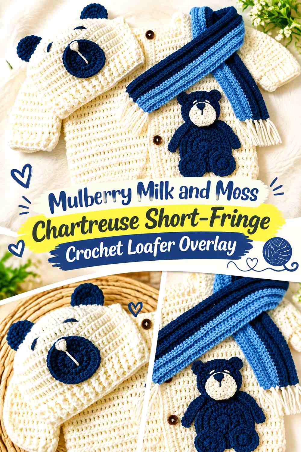 Mulberry Milk and Moss Chartreuse Short-Fringe Crochet Loafer Overlay