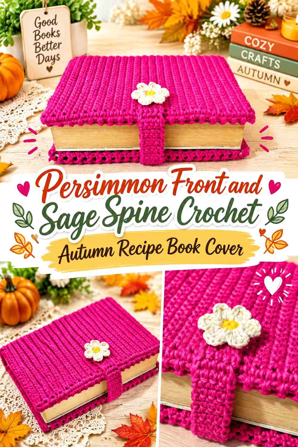 1. Persimmon Front And Sage Spine Crochet Autumn Recipe Book Cover