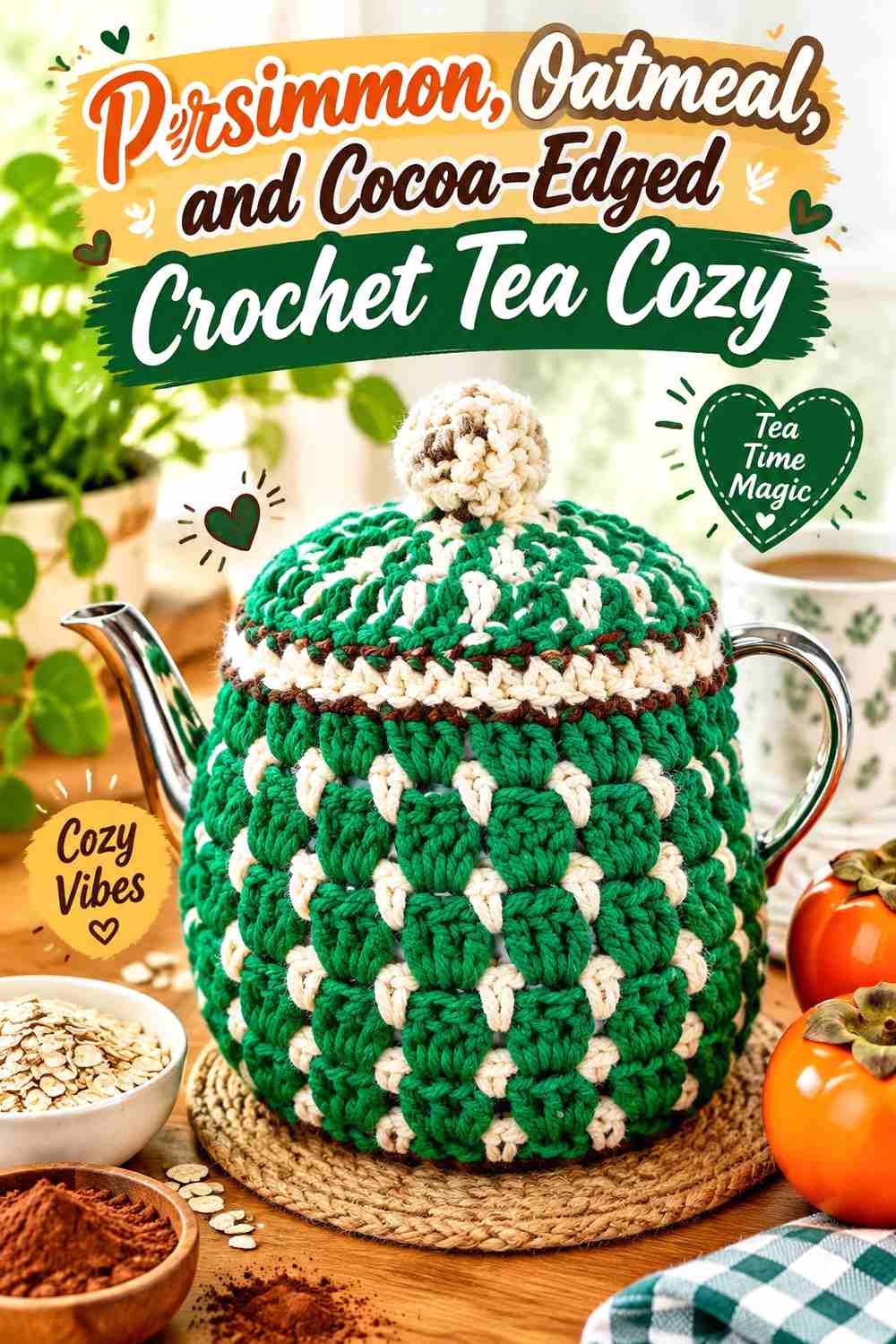 14. Persimmon Oatmeal And Cocoa Edged Crochet Tea Cozy