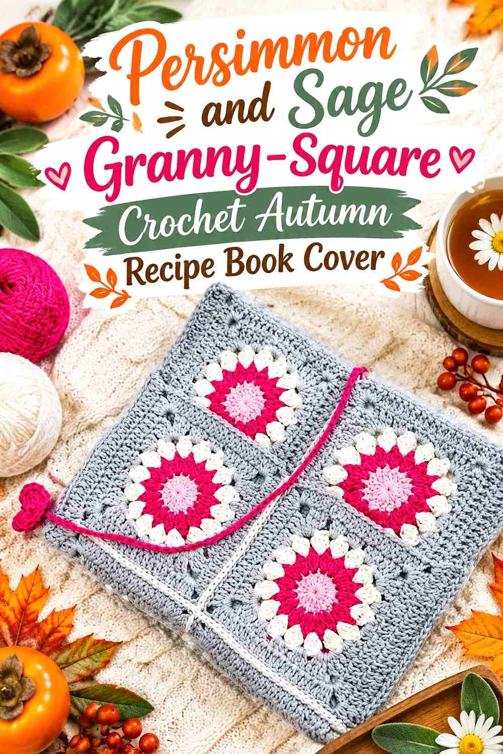 3. Persimmon And Sage Granny Square Crochet Autumn Recipe Book Cover
