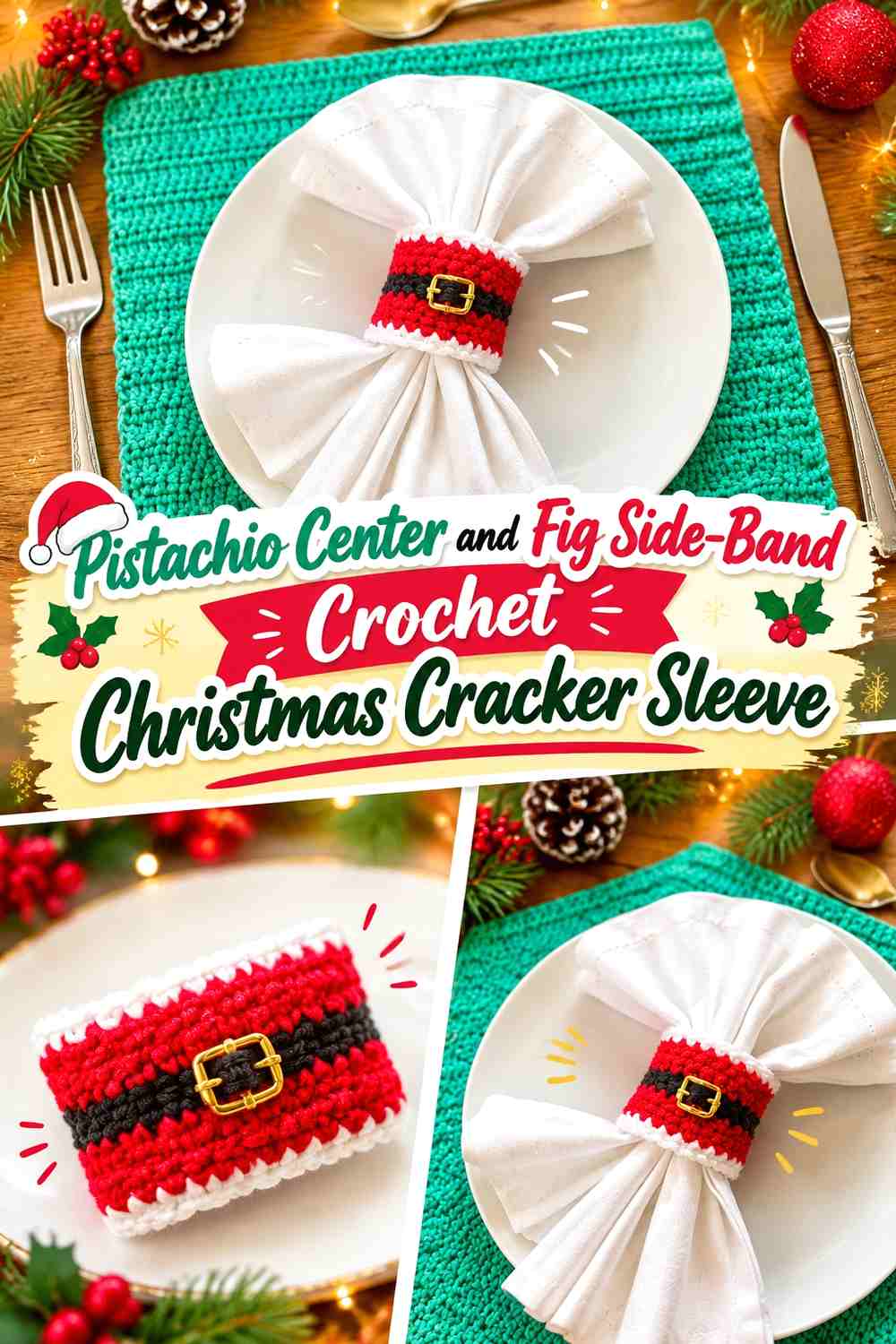 3. Pistachio Center And Fig Side Band Crochet Christmas Cracker Sleeve