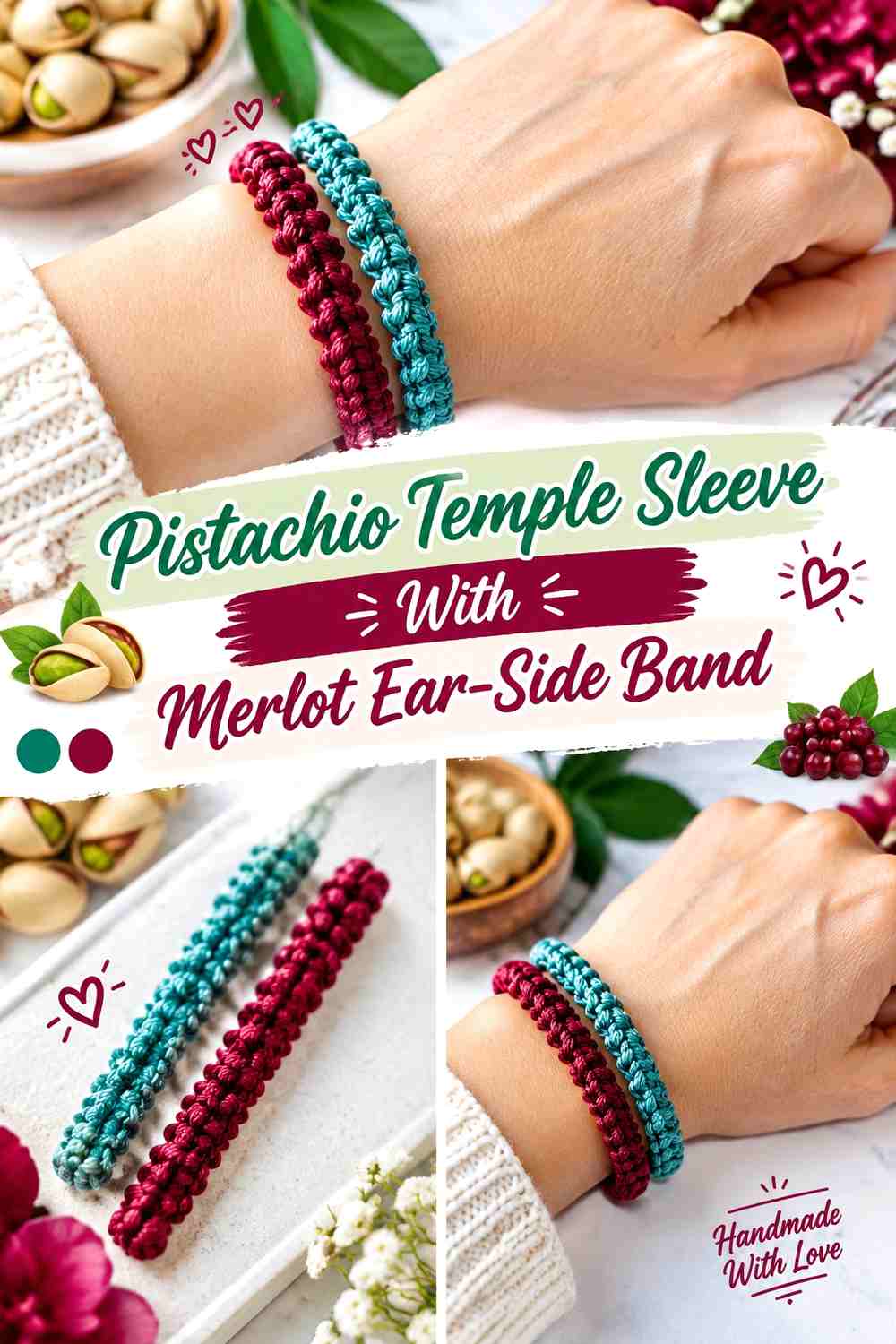 8. Pistachio Temple Sleeve With Merlot Ear Side Band